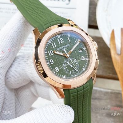 Replica Patek Philippe Aquanaut 5968g Watch Rose Gold Olive Green Dial